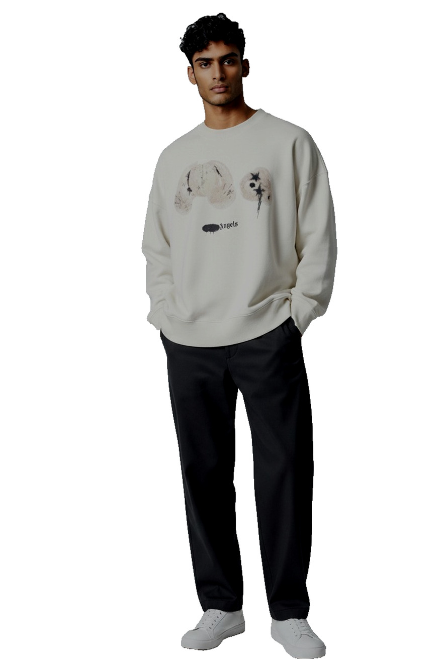 B2 Auth PALM ANGELS Spray Bear Chenille Patch Spray-Paint Logo Sweatshirt Size L